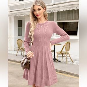 Elegant Pink Knit Dress